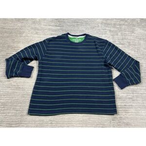 Faded Glory Sweater Mens Large Blue Striped Long Sleeve‎ Waffle Knit Cotton